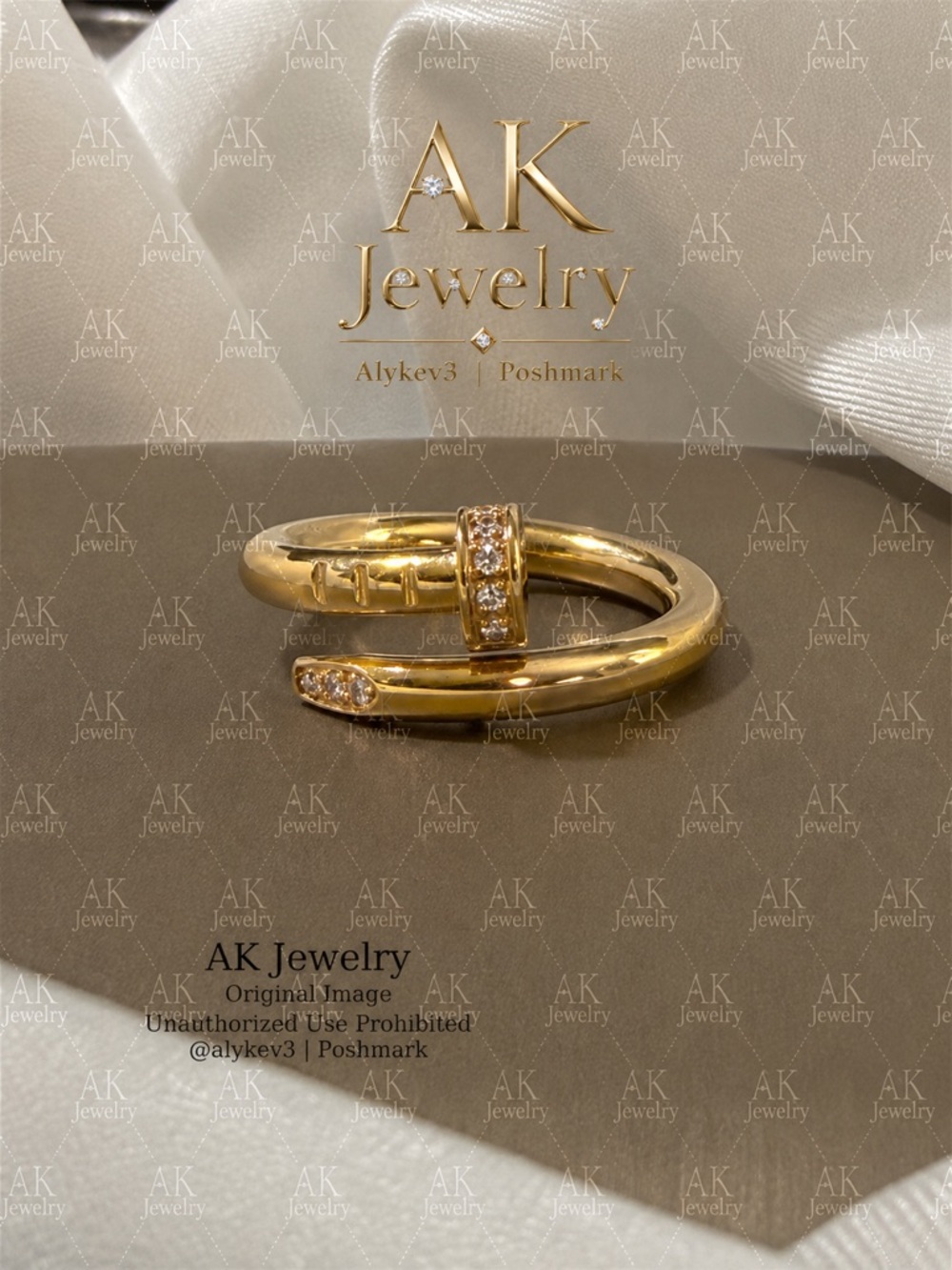 💎LUXURY RING Gold 18k Nail Design Stainless Steel, Men Women Style gp